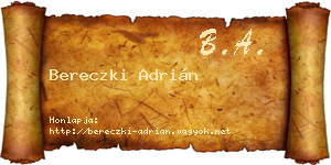 Bereczki Adrián névjegykártya